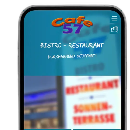 Mobile Ansicht der Website von www.cafe57.de