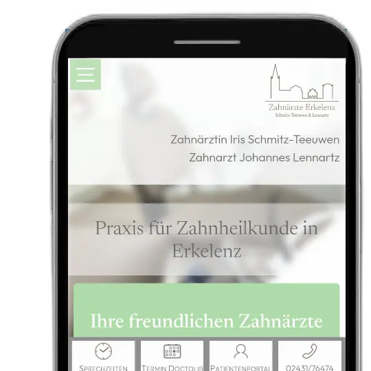 Mobiles und vertrauenerweckendes Praxishomepage-Design für Zahnärzte Erkelenz